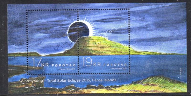 Faroe Islands Sc 640a 2015 Solar Eclipse stamp sheet mint NH