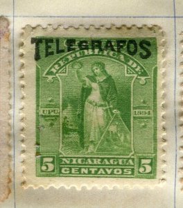 NICARAGUA; 1894 early classic TELEGRAFOS issue Mint hinged 5c. value