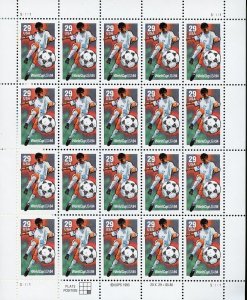 UNITED STATES SCOTT #2834 WORLD CUP SOCCER COMPLETE SHEET MINT NH