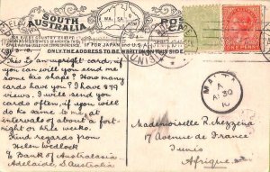 ac6721 -  SOUTH AUSTRALIA  - Postal History - POSTCARD to TUNIS via MALTA!  1910