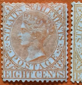 MALAYA 1867 Straits Settlements QV 8c CC Orange MNG SG#14a M3166