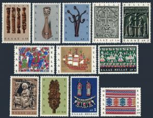 Greece 864-875,MNH.Michel 921-932. Popular Art,1966.Knitting,Horse,Lyre,Ship,