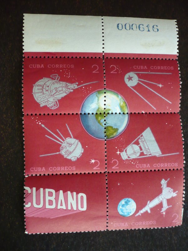 Stamp-Cuba-Scott#862a,867a,872a,877a,882a-Mint Hinged Blocks of 5 Stamps+1 Label