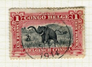 BELGIAN CONGO; 1890s early classic Pictorial issue fine used 1Fr. value