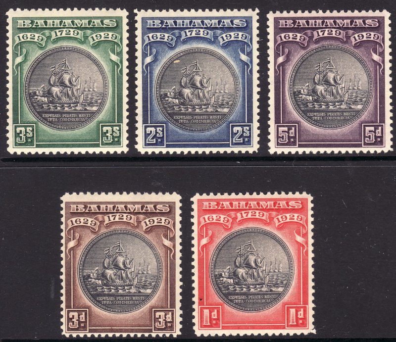 1930 Bahamas KGV complete set (5) Seal of Bahamas MLH Sc# 85 / 89 CV $90.25 Stk2