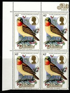 AITUTAKI SG491 1984 $3 BIRDS BLOCK OF 4 MNH