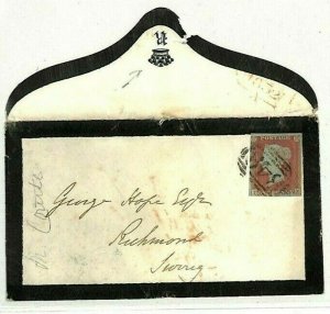 GB HERTS SG.8 Mourning Cover CORONET *R* Watford Numeral 1852 Richmond NN190 