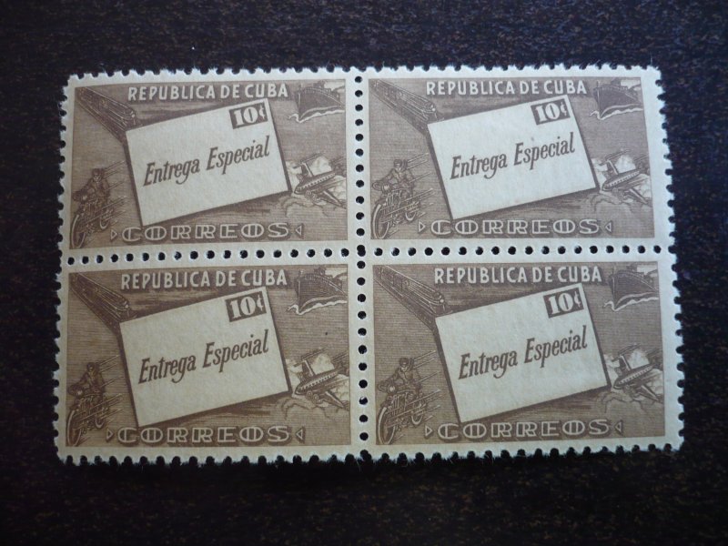 Stamps - Cuba - Scott# E12 - Mint Hinged Block of 4 Special Delivery Stamps