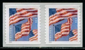 U.S.#5655 U.S.Flags (3) 58c FE Coil Pair, MNH.  Perf 10.75