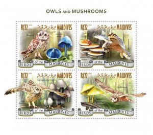 Maldives 2014 MNH-OWLS AND MUSHROOMS |  Scott Code: 3268