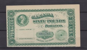 Canada QV 1883 60lbs Tobacco Revenue Mint BP651