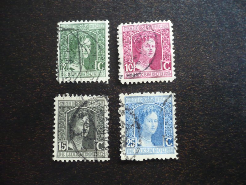 Stamps - Luxembourg - Scott# 97-99,101 - Used Part Set of 4 Stamps