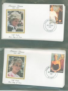 Niger 944A/945I set of 18 Princess Diana, silk cachet, all different photos and stamps