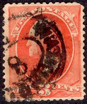 US Stamp #214 3c Vermillion Washington USED SCV $50