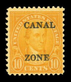 United States Possessions, Canal Zone #104 Cat$17, 1927 10c orange, hinged