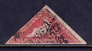 CAPE OF GOOD HOPE — SCOTT 3 — 1857 1d ROSE TRIANGLE WHITE PAPER— USED — SCV $325