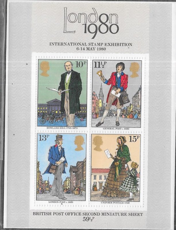 GB #874a   London 1980 Stamp Expo miniture Sheet (MNH) CV $2.00