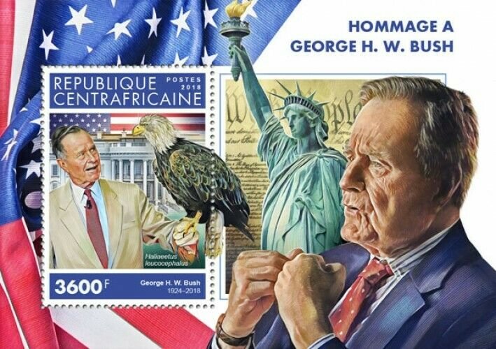 HERRICKSTAMP NEW ISSUES CENTRAL AFRICA George H.W. Bush S/S #2