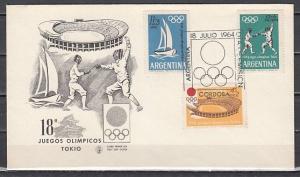 Argentina, Scott cat. B45-46, CB33. Tokyo Olympics issue. First day cover. ^
