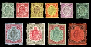 Nyasaland Protectorate #1-10 Cat$1,105, 1908 KEVII 1/2p-£1, set of ten, ligh...