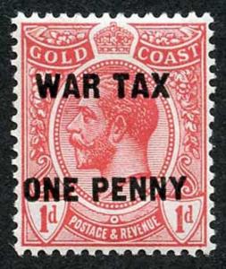 Gold Coast SG85 1918 KGV 1d on 1d Red with War Tax Opt M/M