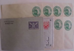 NEPAL AIR ENVELOPE, 6 ENVELOPE , 1 POSTAL CARD 1950'S / 1960'S MINT