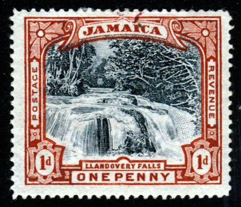 JAMAICA QV 1901 1d. Slate & Red Llandovery Falls Wmk Crown CC VARIETY SG 32 MINT
