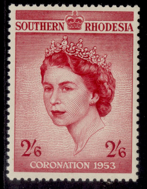 SOUTHERN RHODESIA QEII SG77, 2s 6d carmine, NH MINT.