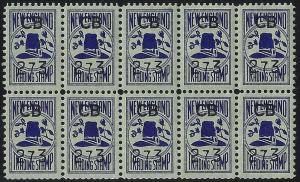New England Cinderella Savings / Trading Stamp Block of 10 Pilgrims Hat MNH