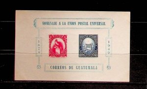 GUATEMALA Sc 338 NH SOUVENIR SHEET OF 1951 - UPU