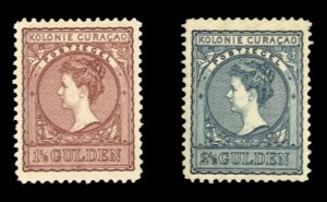 Netherlands Colonies, Netherlands Antilles #43-44 Cat$80, 1906 Queen Wilhelmi...