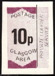 1971 Great Britain Postal Strike 10 Pence Glasgow Private Courier Imperforate