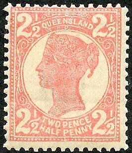 Queensland SG236 2 1/2d Rose M/M Cat 17 pounds 