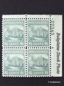 BOBPLATES #809 White House Plate Block PreEye MNH CV=$2~See Details for #s/Pos *