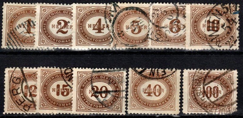 Austria #J22-3, J25-33  Used  CV $6.00 (X1062)