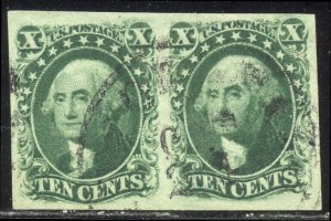 U.S. #14 CHOICE Used VF/XF Pair - 10c Green, Type II