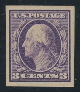 USA 345 - 3 cent Type I Imperf Double Line Wmk - VF Mint hinged