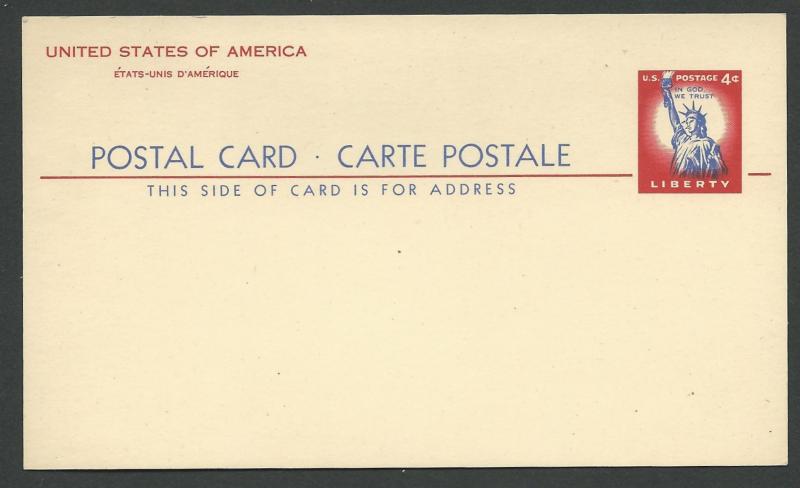 USA # UY16  Postal Card - 4c International Rate  +4c Reply  (1) Mint NH