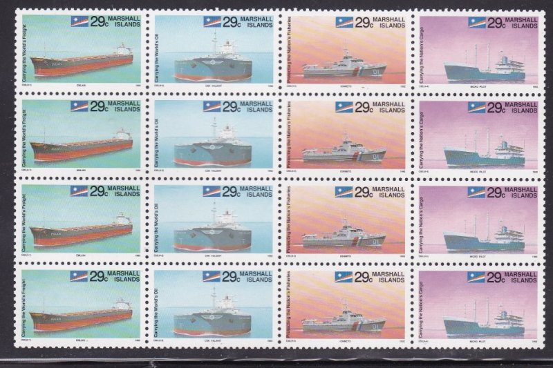 Marshall Islands 414-417, MNH Block of 16 - Ships