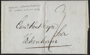 UK GB 1833 NORWICH TO FAKENHAM FOLDED LETTER DATED NOV 29 1833 FROM APPELTON PAR