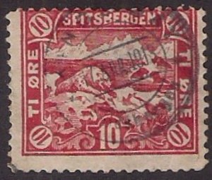 NORWAY Polar SPITSBERGEN local 10 ore Red USED 1901