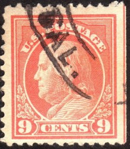 1917, US 9c, Franklin, Used, Sc 509