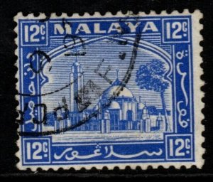 MALAYA SELANGOR SG77 1936 12c BRIGHT ULTRAMARINE FINE USED