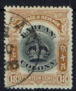 LABUAN SG125 1902 18c BLACK & PALE BROWN USED (d)