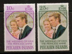 PITCAIRN ISLANDS SG131/2 1973 ROYAL WEDDING MNH