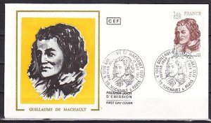 France, Scott cat. B501. Composer G. Machauet, Silk cachet, First day cover.