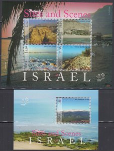 NEVIS Sc #1534-5 CPL MNH SHEET of 4 & S/S - ISRAEL's 60th INDEPENDENCE