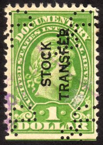 1918, US $1, Stock Transfer, Used, Sc RD12