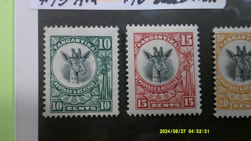 Tanganyika 1922-1925 Scott# 12, 14, 15, 16 Mint Hinged (#12 No Gum) F-VF-XF