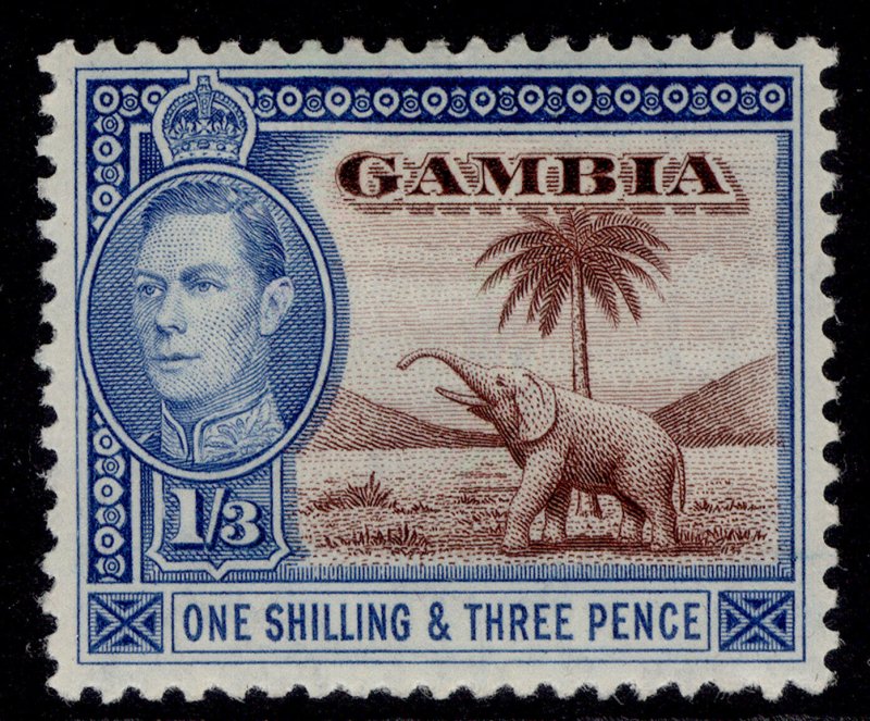 GAMBIA GVI SG156a, 1s 3d chocolate & light blue, M MINT. 